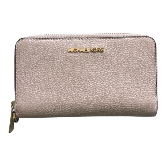 Michael Kors Handbags - Michael Kors Jet Set Leather Phone Case Wallet Blossom Pink Zip Around Soft MK